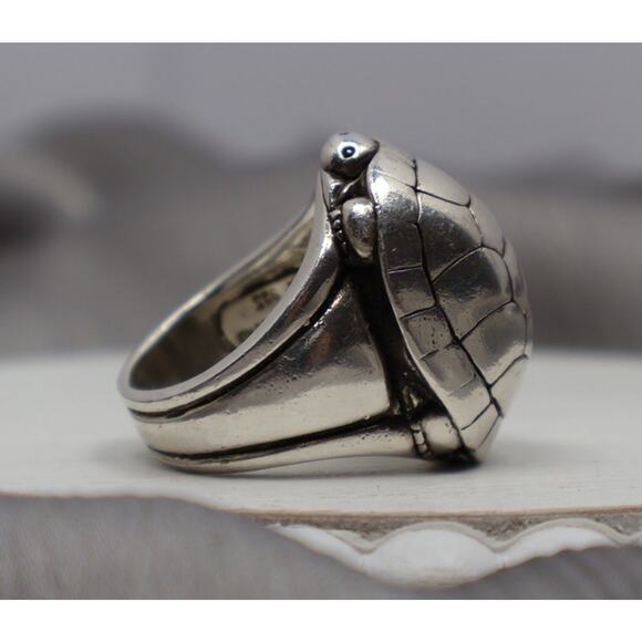 Kieselstein Large Barry Cord Sterling Silver Turtle Ring 22G/Sz 7 - Picture 4 of 8